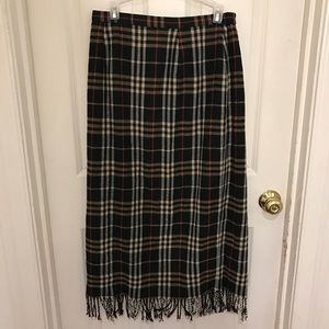 Briggs wool blend plaid tassel skirt size 14